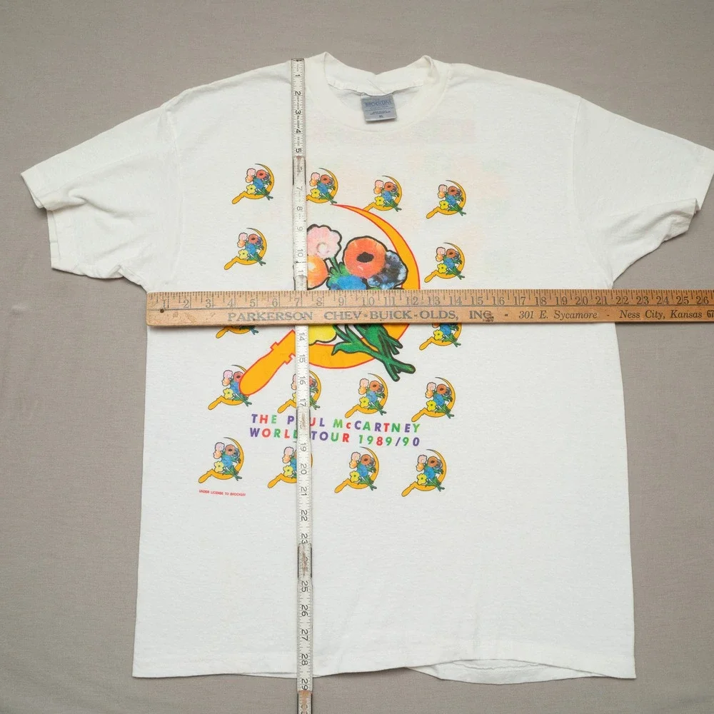 Vintage Paul McCartney 89 90 Tour T Shirt Mens XL Flower Sickle Single Brockum